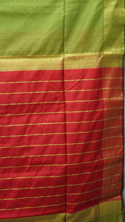 Maheswari Cotton Saree Plain-Green