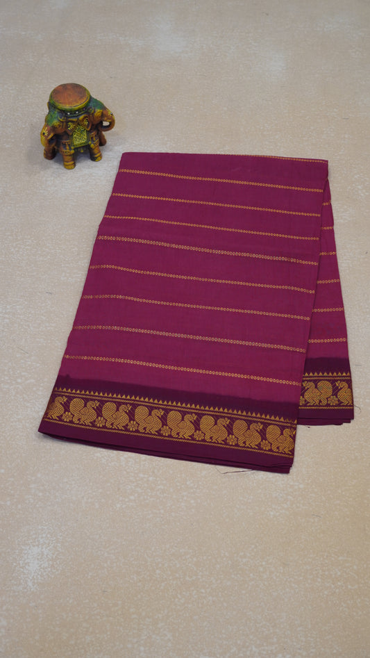 Sungudi Cotton Saree Checks Veldhari-Maroon