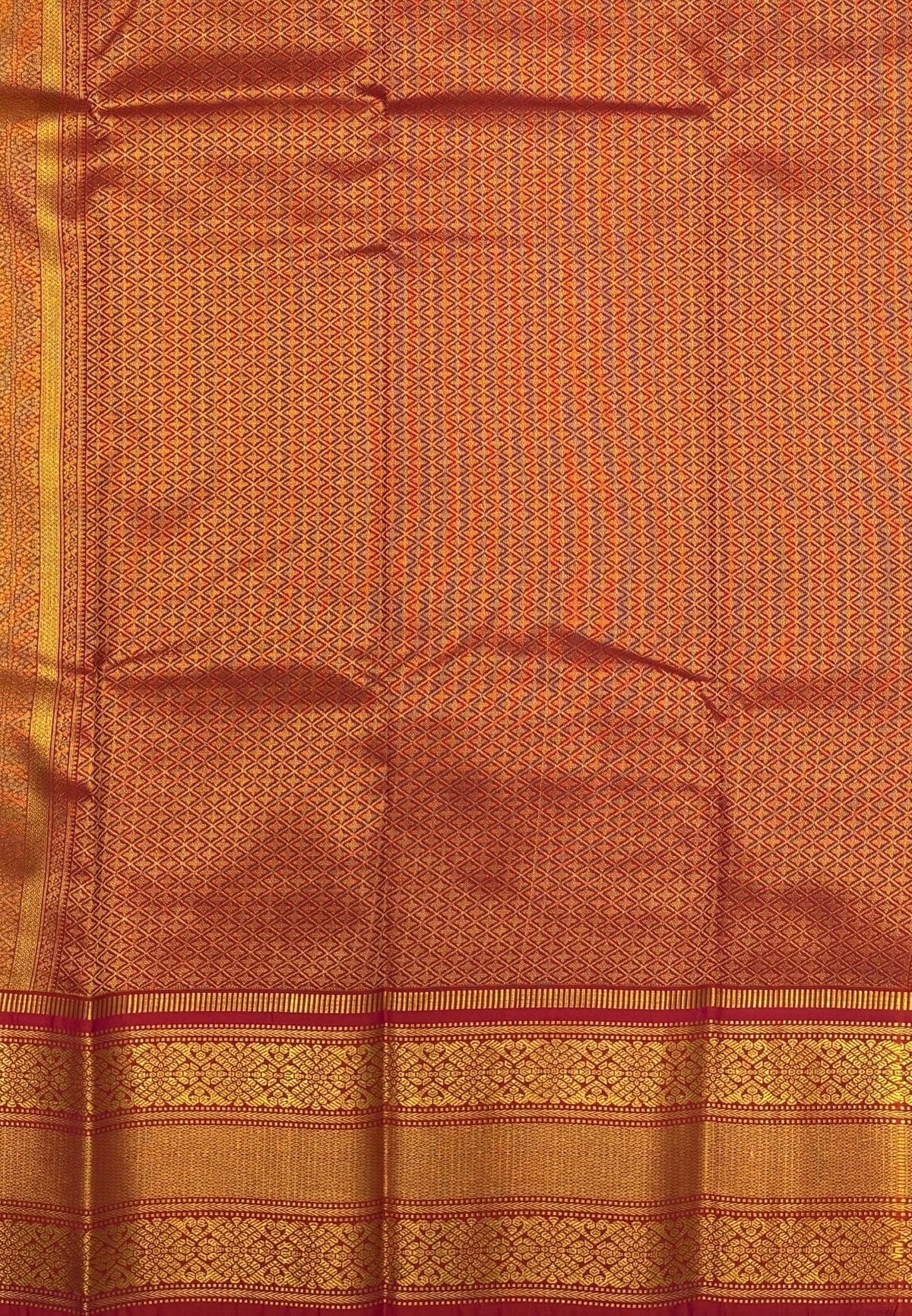 Budget Kanchipuram Saree-Mehandi Green In Floral Zari Panel Border