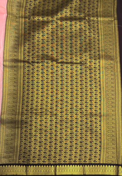 Budget Kanchipuram Saree-Light Pink with Contrast Border