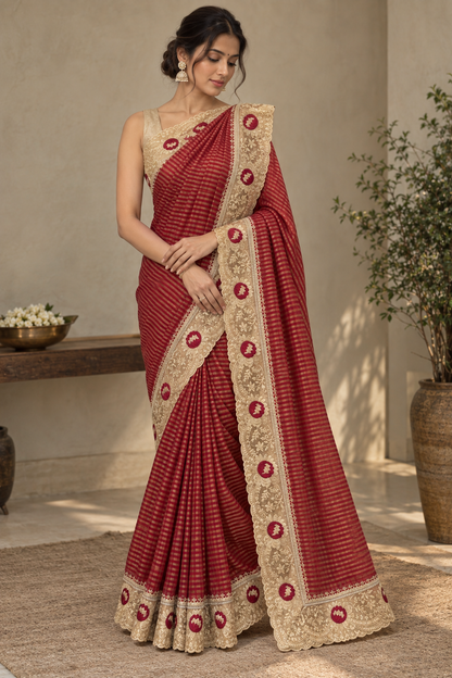 Designer Saree-Red
