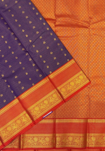 Budget Kanchipuram Saree-Purple In Floral Zari Panel Border