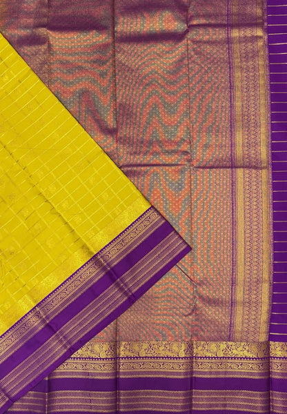 Budget Kanchipuram Saree-Mehandi Green In Floral Zari Panel Border