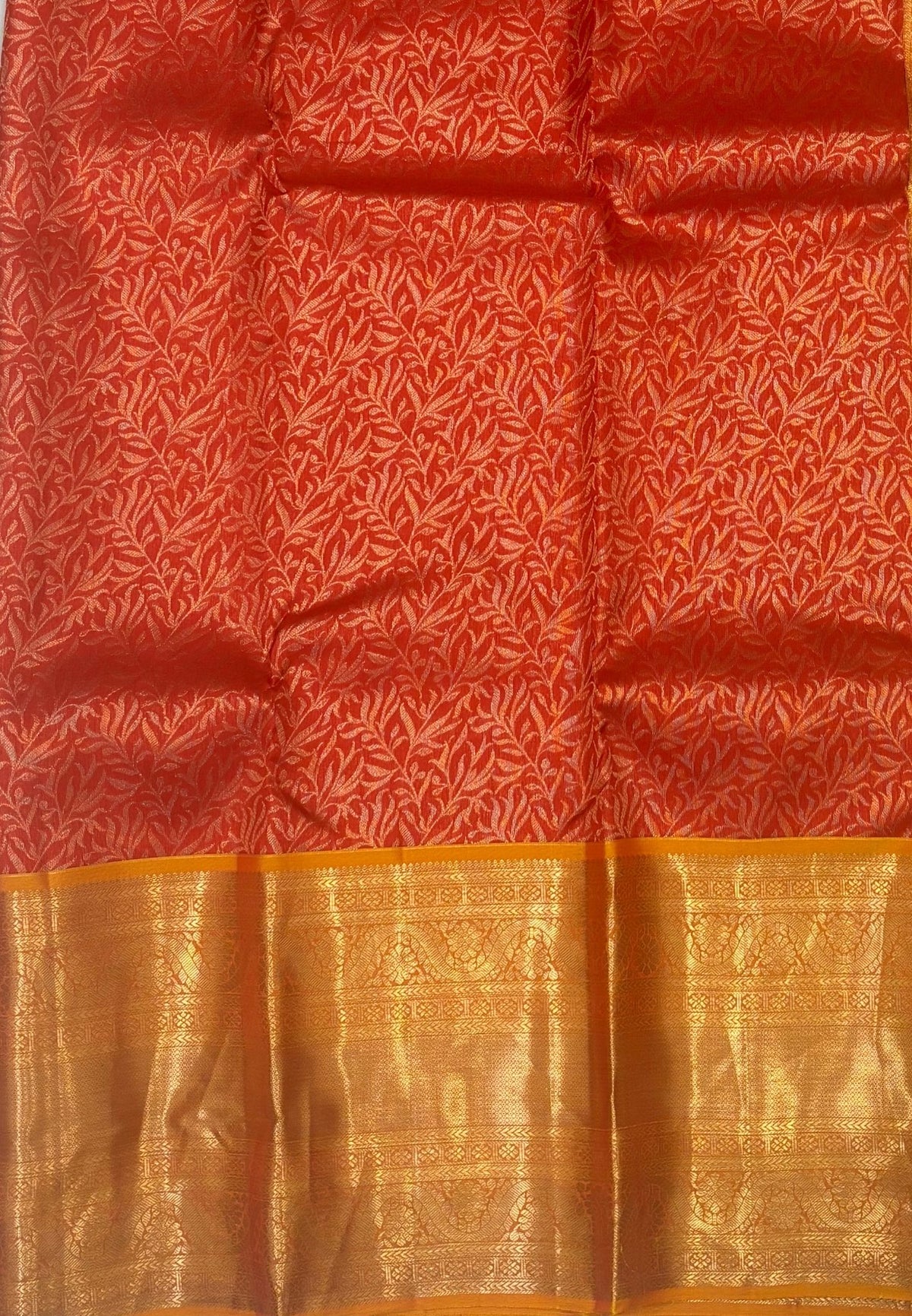 Pure Kanchipuram Silk Saree-Traditional Red with Contrast Border