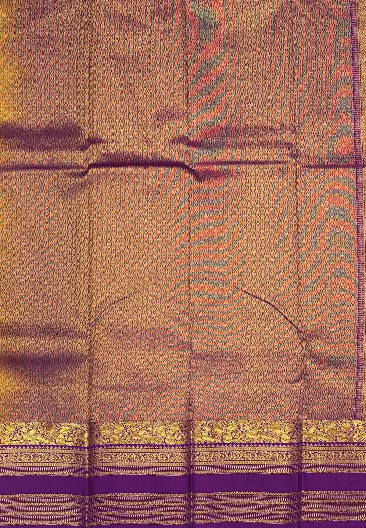 Budget Kanchipuram Saree-Mehandi Green In Floral Zari Panel Border