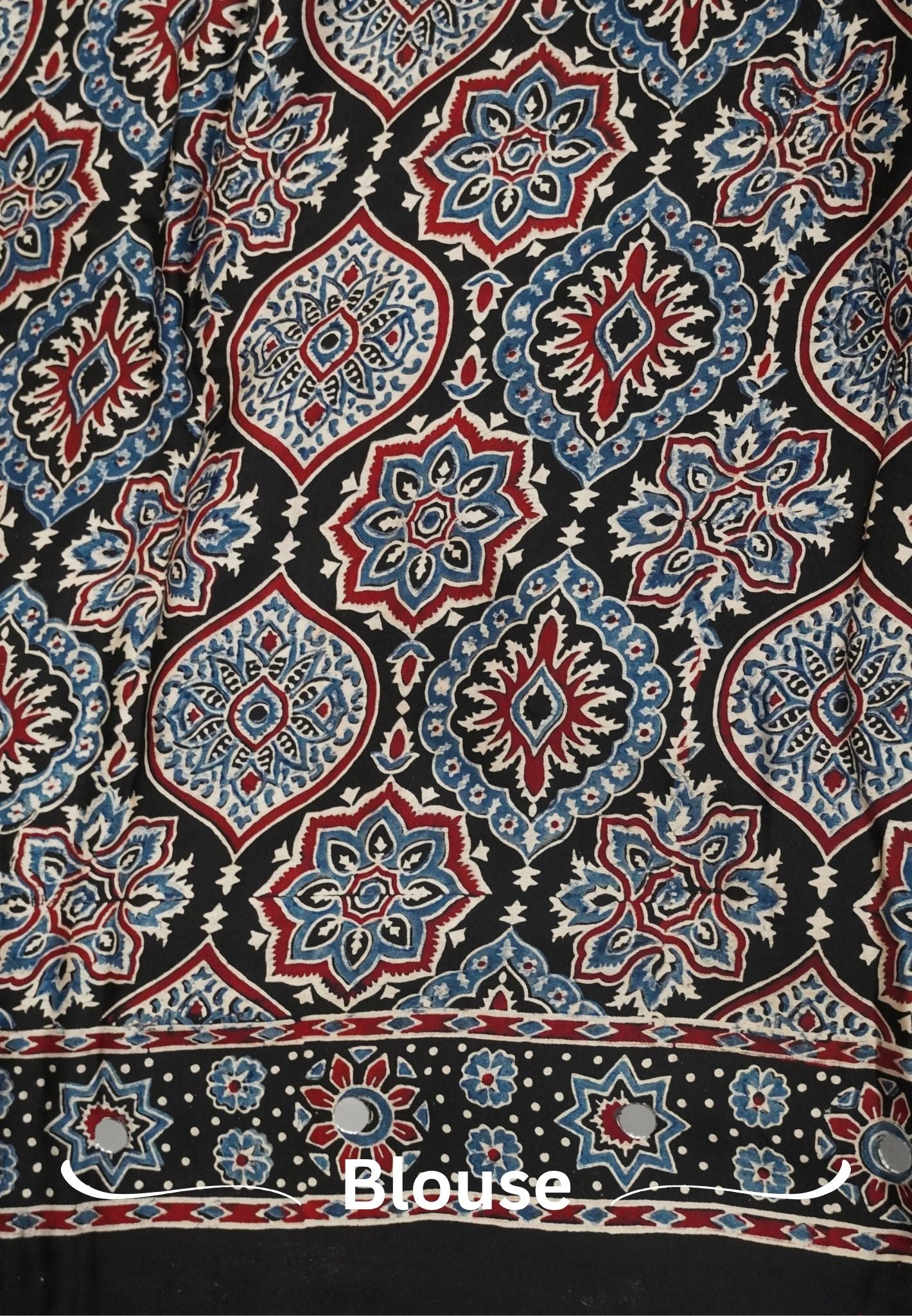Pure Modal Silk Saree-Original Mirror Work &Traditional Printed Motifs - Black with red