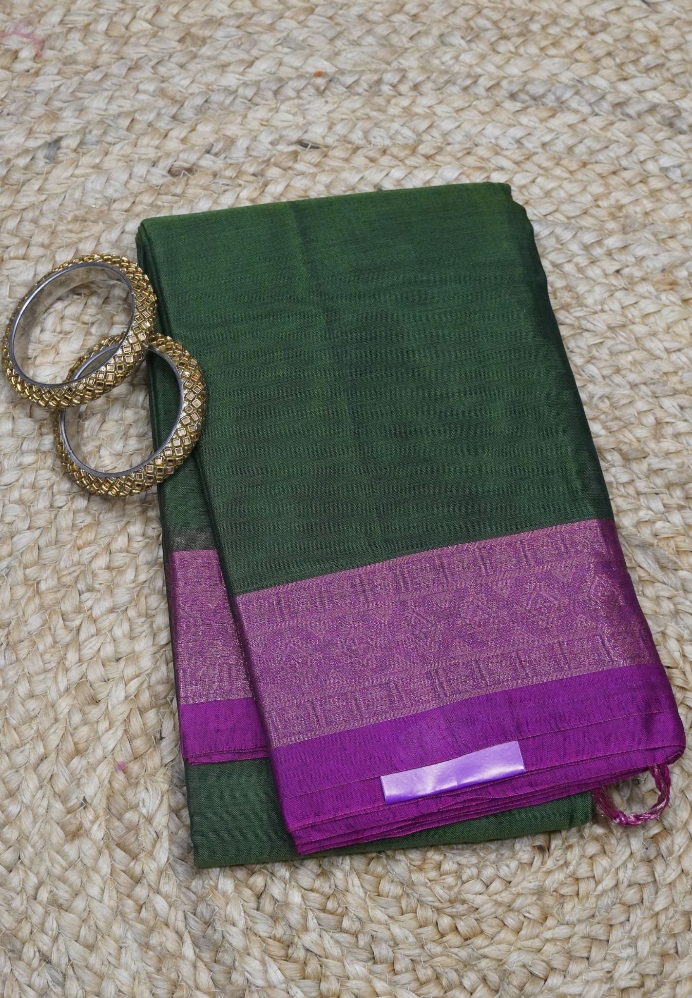 Dakka Cotton Saree - Sage Green