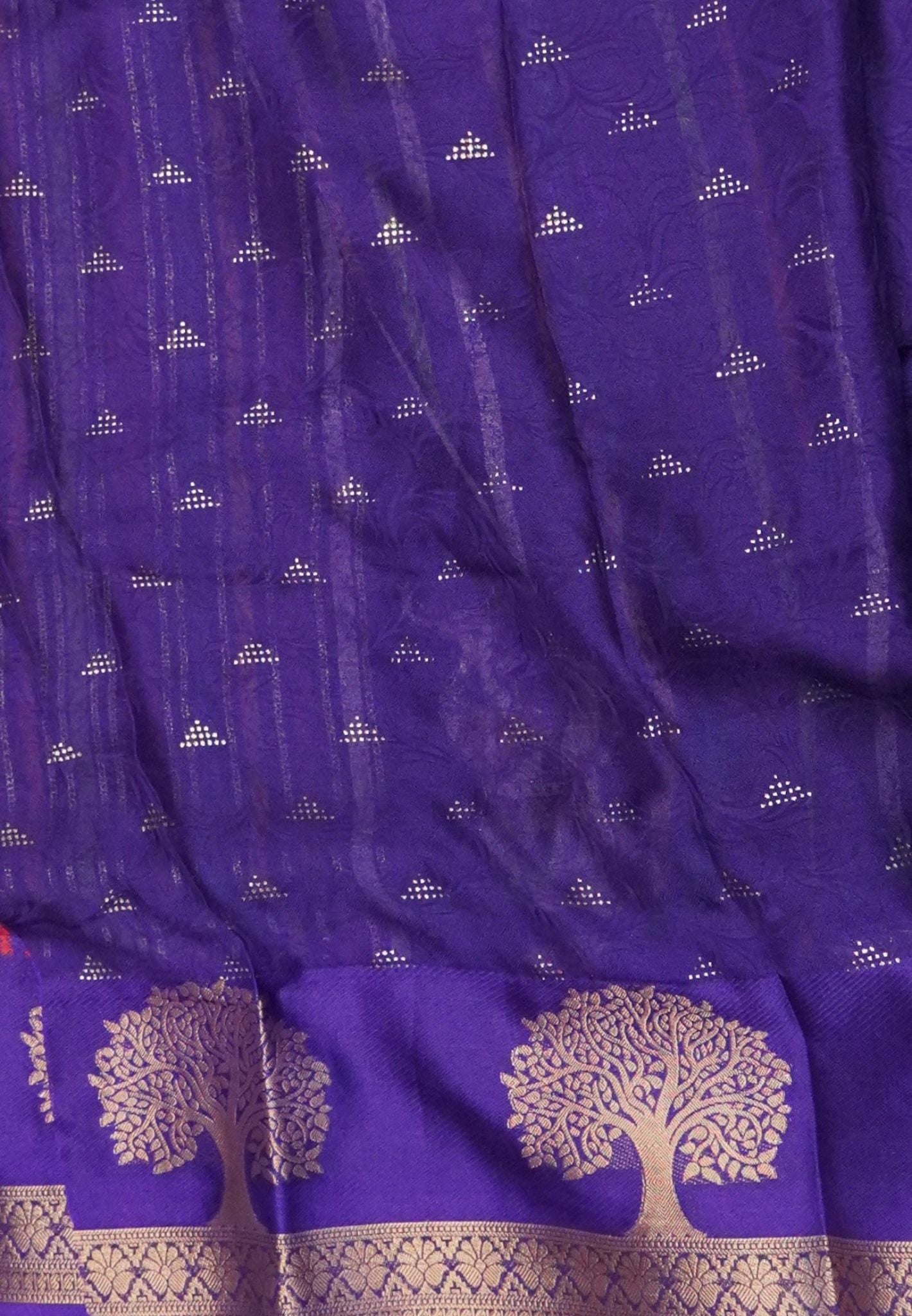 Georgette Saree-Purple with Tree Zari
