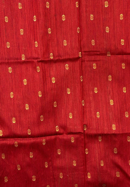 Tussar Saree-Red In Medallion Zari Border