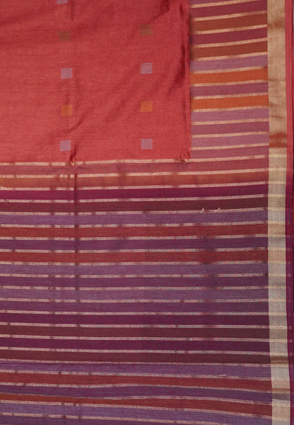 Semi Tussar Saree-Dark pale orange