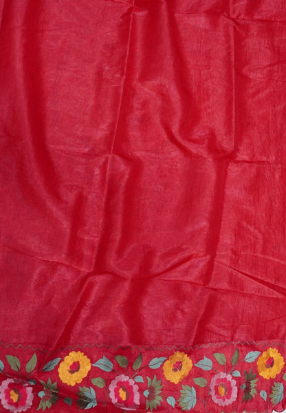 Organza Saree -Maroon with Floral Border