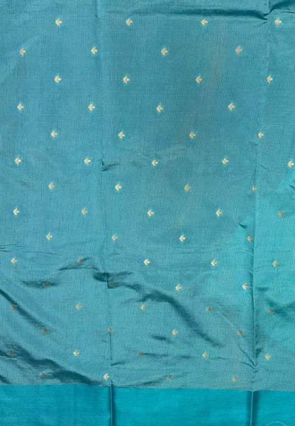 Mulberry Silk Saree-Tone of Blue with Deer Border