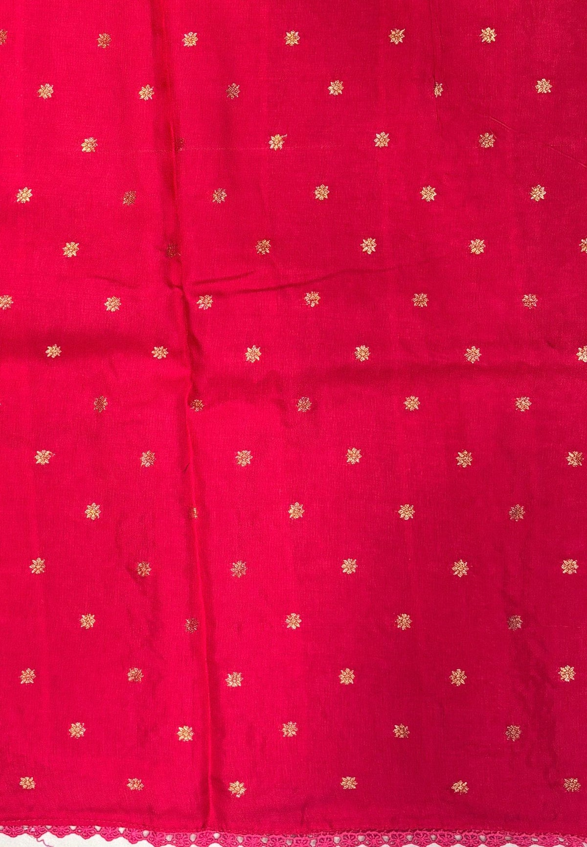 Satin Crepe Saree-Rani Pink In Komatha Floral Border