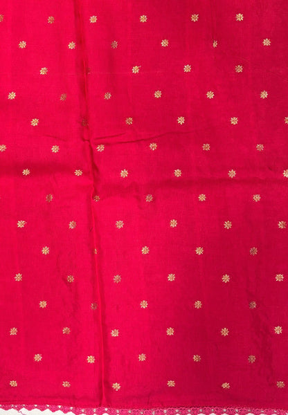 Satin Crepe Saree-Rani Pink In Komatha Floral Border