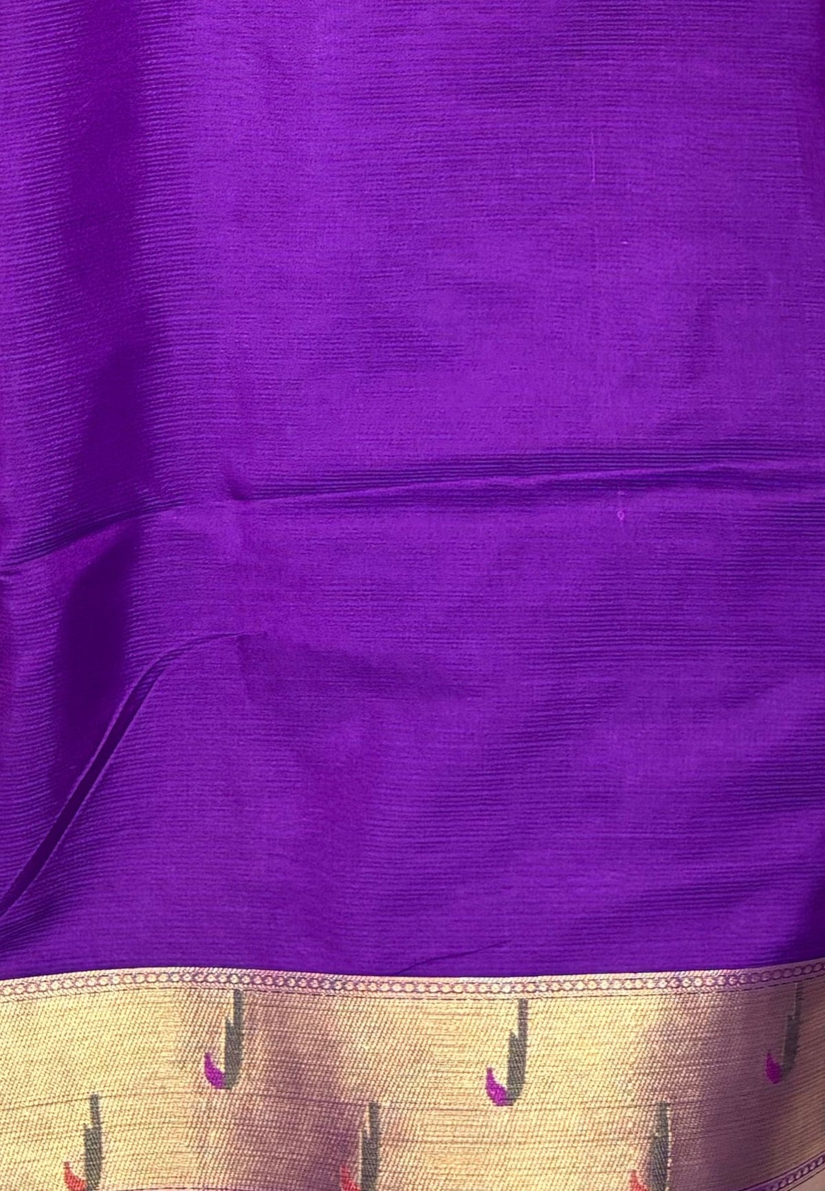 Silk Kota Saree-Violet In Kalamkari Embroidery Border