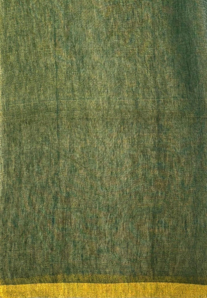 Tissue Silk Saree-Green In Lotus Motif Border