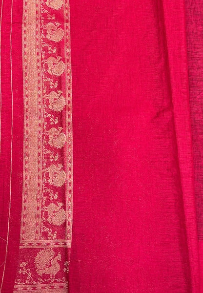 Tussar Linen Saree-Navy Blue in Traditional Peacock Floral Zari with Contrast Border