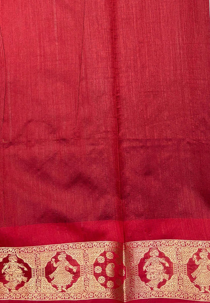 Raw Silk Saree-Black In Floral Medallion Brocade Border