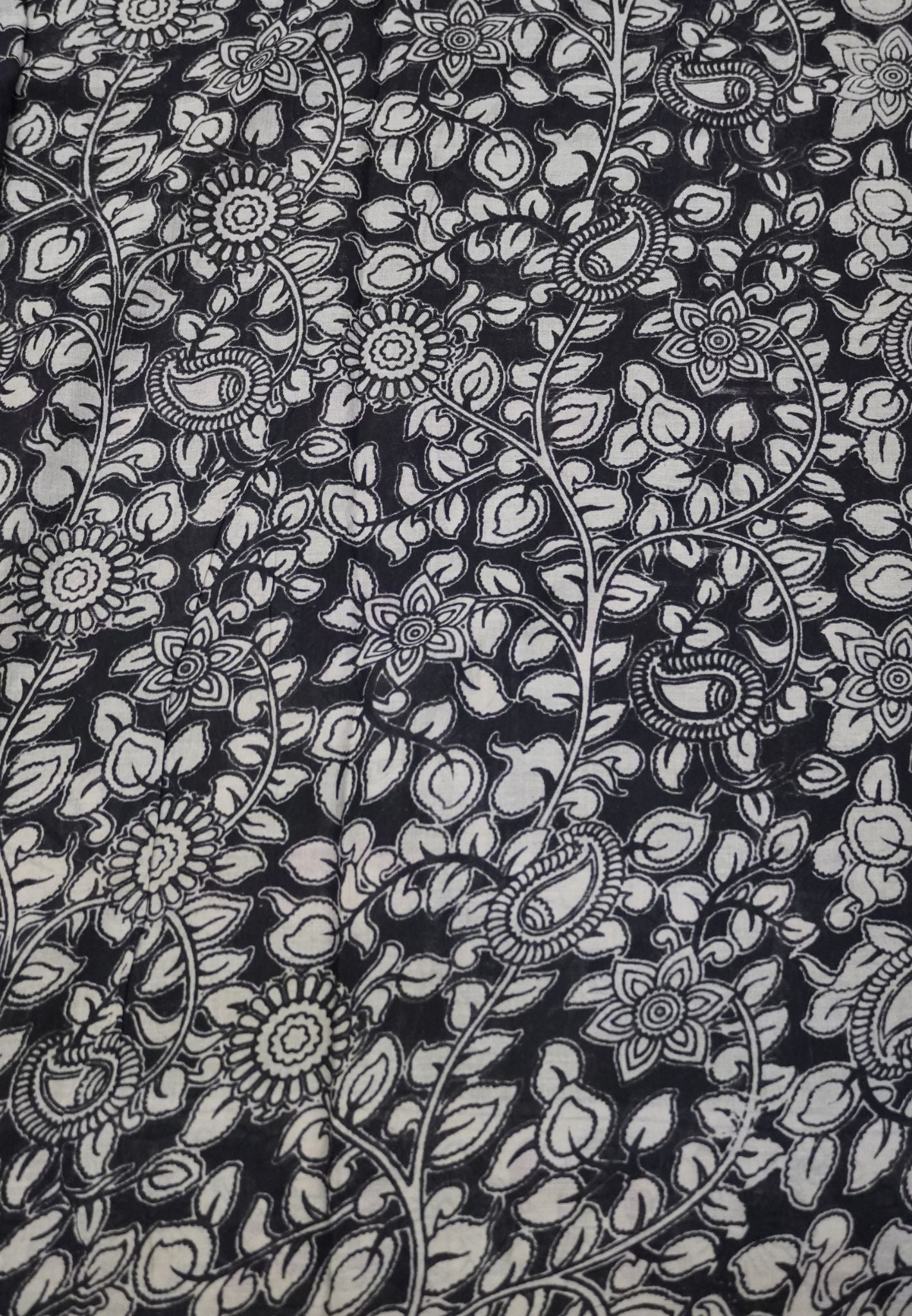 Kalamkari Cotton Saree – Traditional Art Inspired Design – Green
