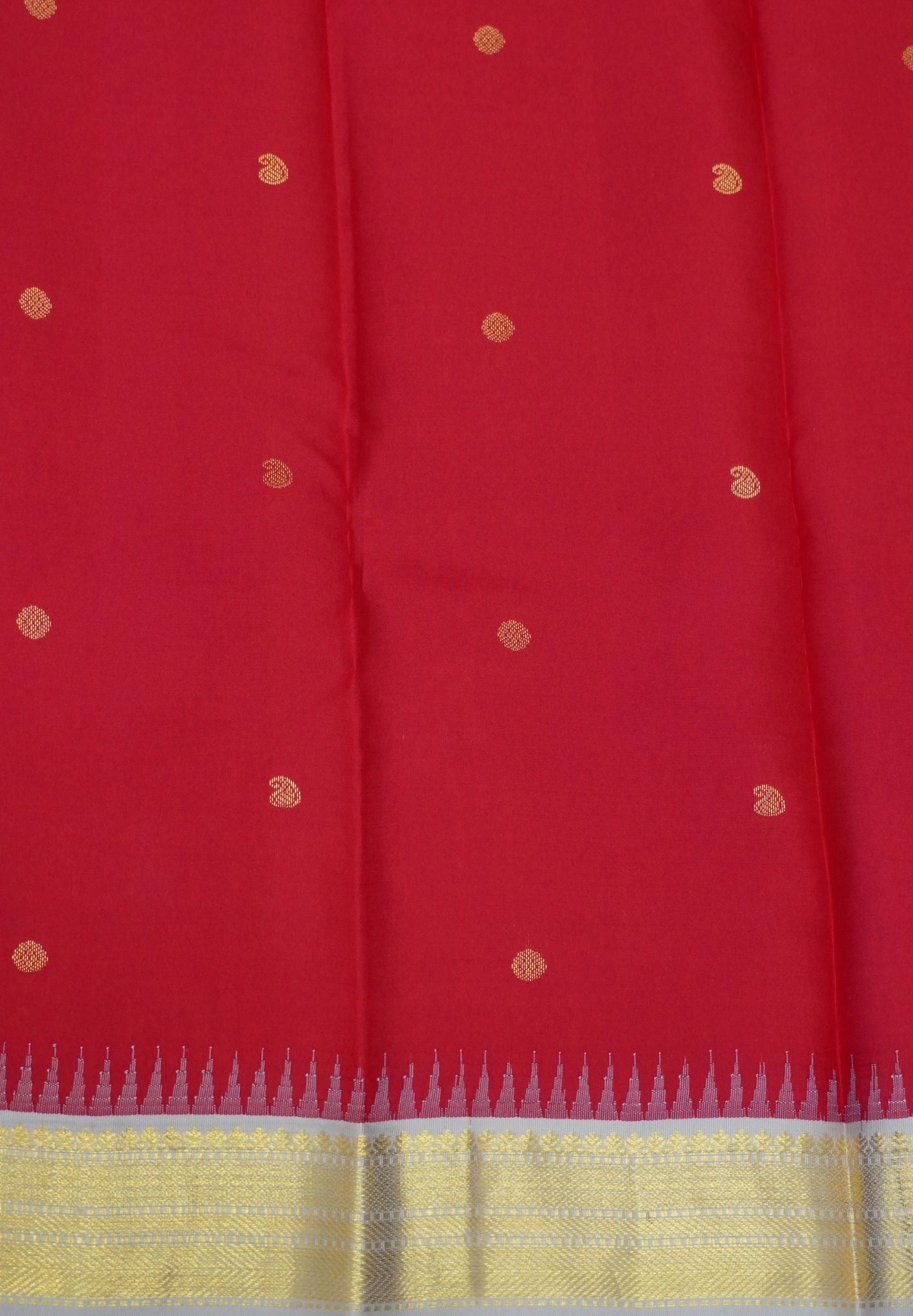 Pure Kanchipuram Silk Saree-Red with Contrast Border