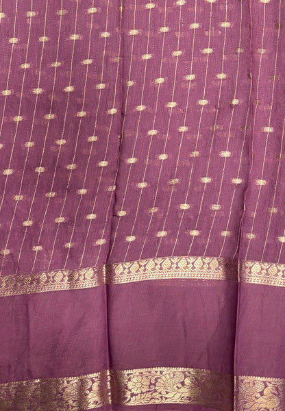 Banarasi Tussar Saree-Wine in Retpet Zari Border