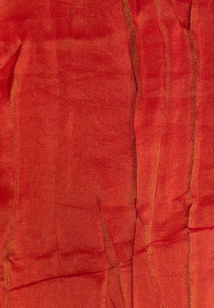Viscose Saree-Red In Multi-Line Zari Border