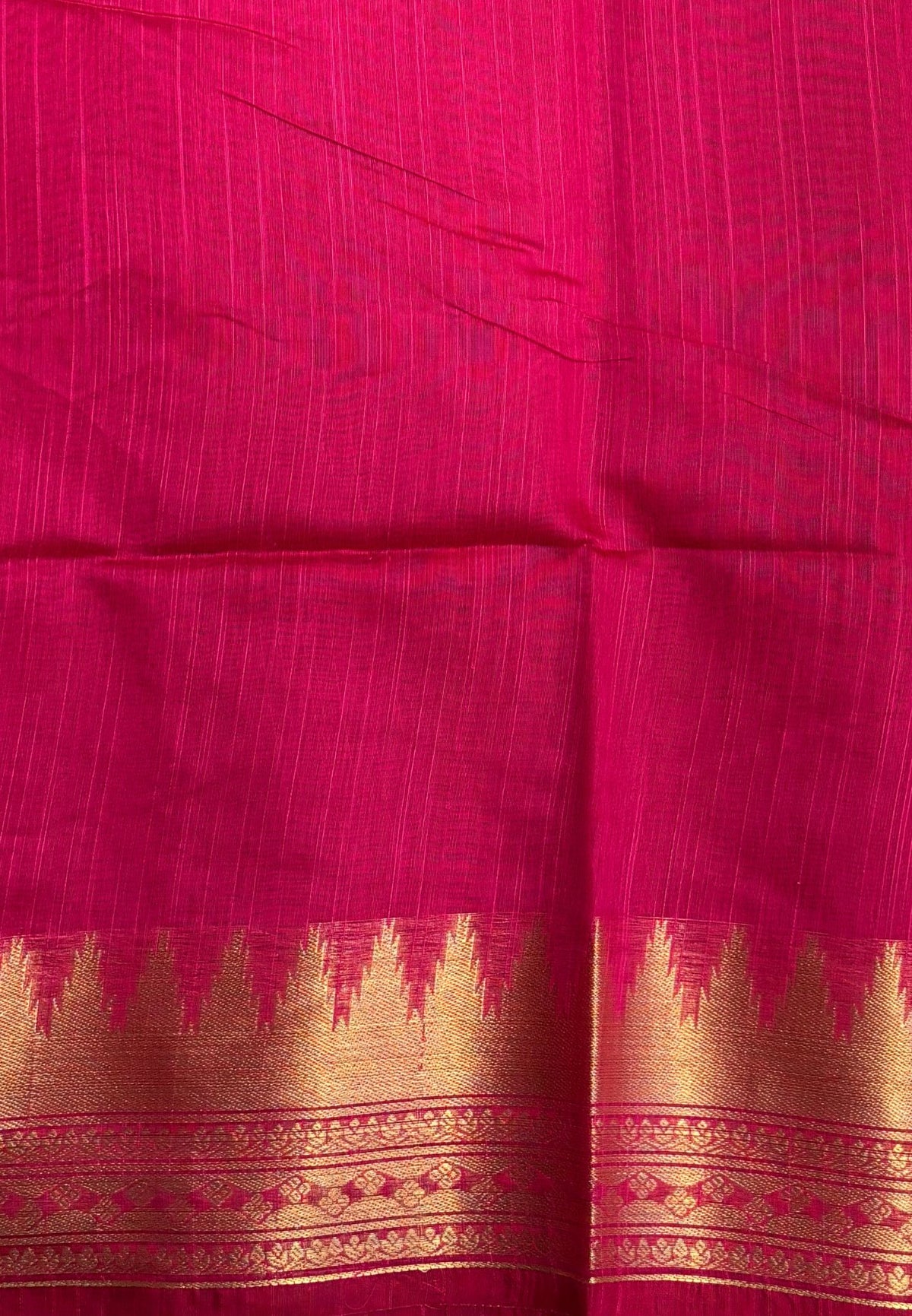 Handloom Silk Cotton Saree-Candy Pink in Temple Tower Zari Border