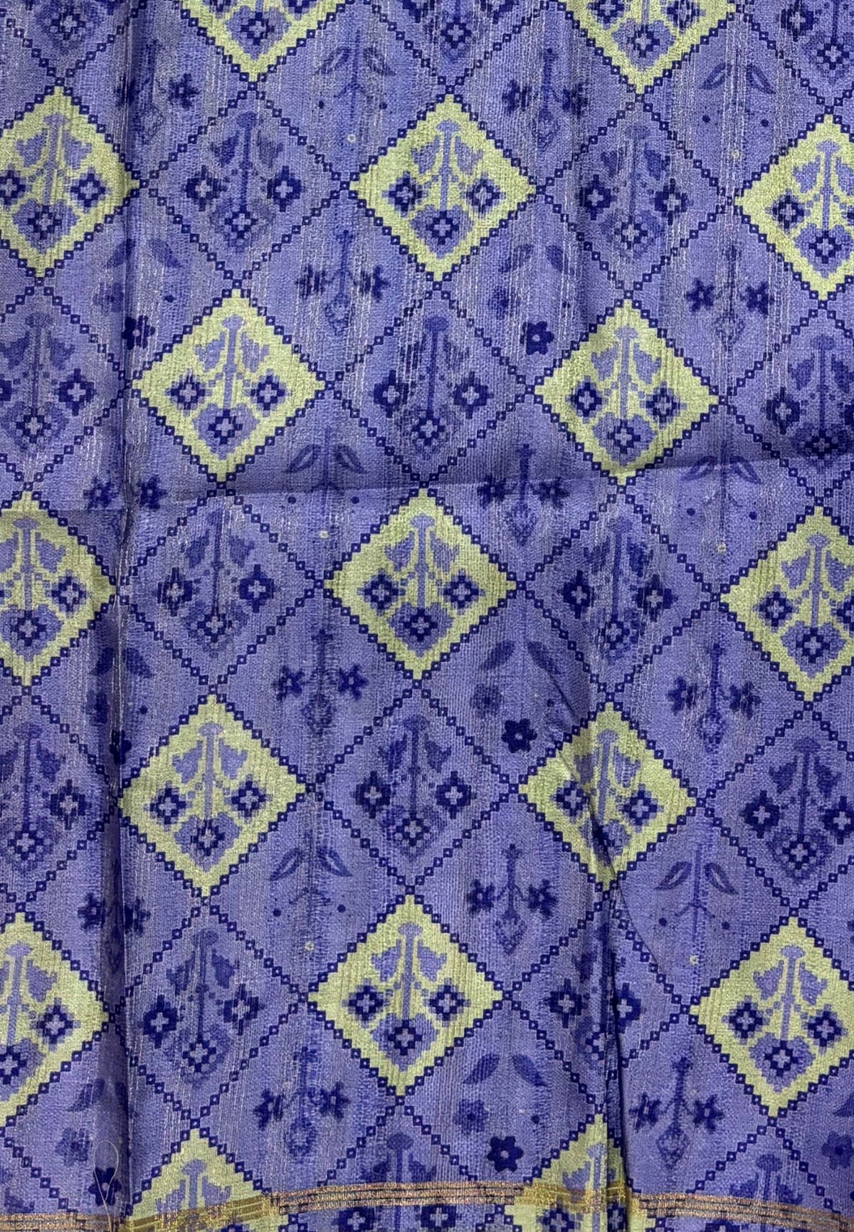 Semi Tussar Saree-Pista Green with Plain Zari Border