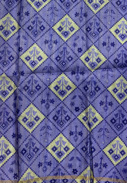 Semi Tussar Saree-Pista Green with Plain Zari Border