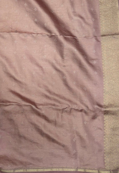 Gaji Silk Saree-Mauve in Paisley Jhumka Zari Border