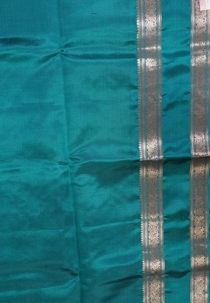 Pure Silk Saree - Black - Peacock Green