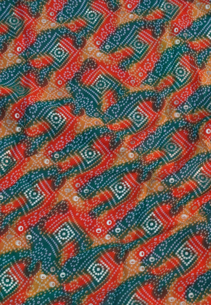 Chiffon Saree-Rani Pink in Diamond Bandhini Pattern