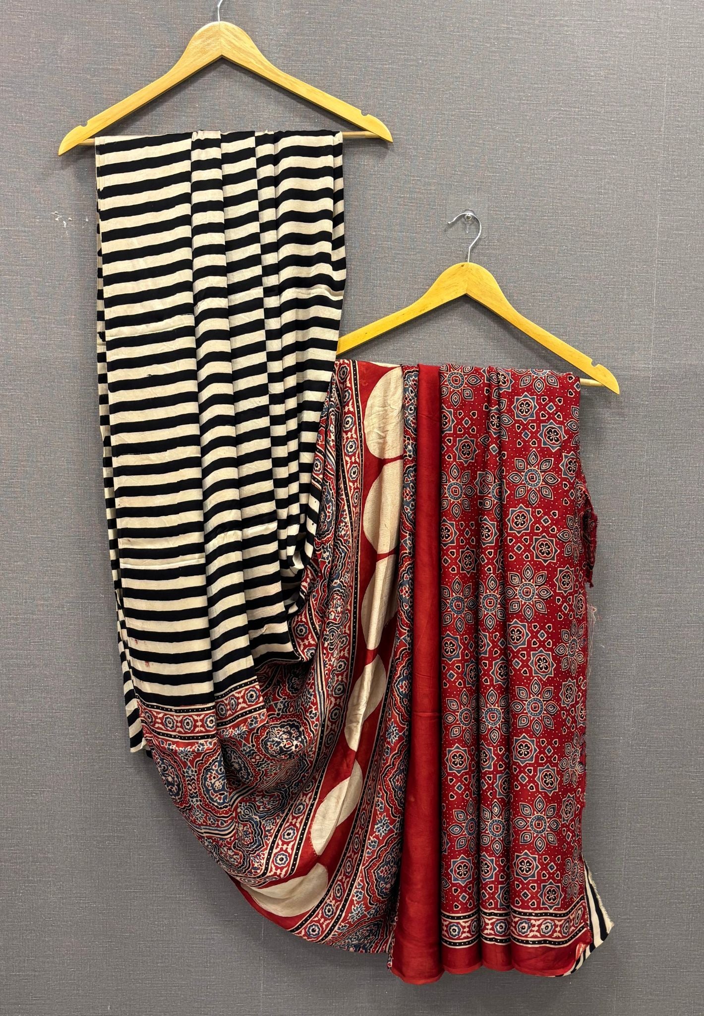 Pure Modal Silk Saree-Off White in Stripes