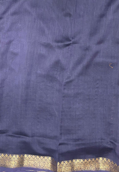 Semi Chinya Silk Saree-Dusty Violet In Fine Stripe Zari Border