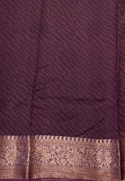 Pure Chanderi Saree-Wine in Circle Pattern Border