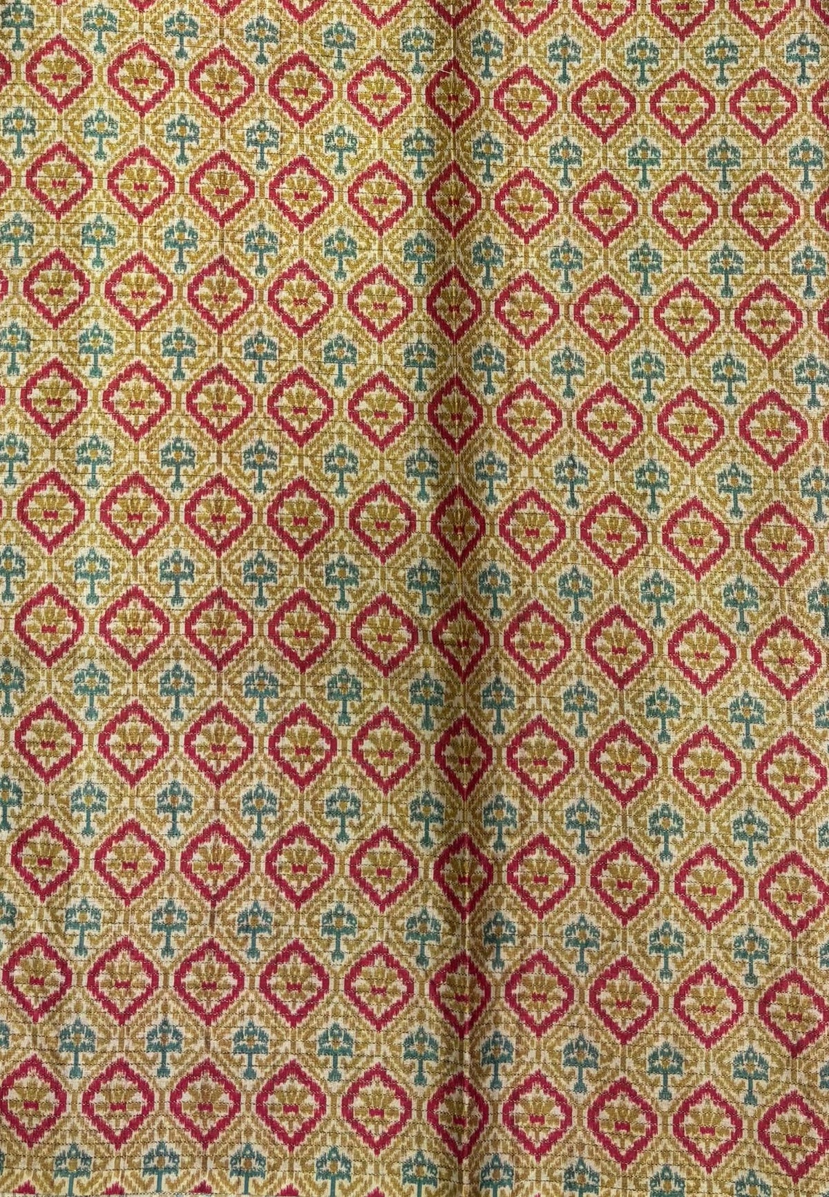 Semi Tussar Saree-Cream in Zigzag Tribal Pattern Border