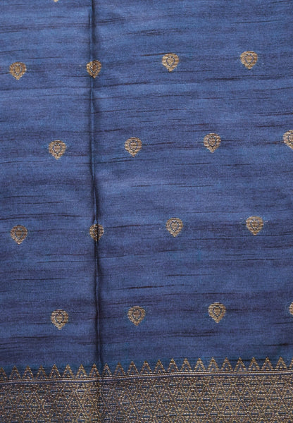 Semi Raw Silk Saree-Pink in Antique Silver Zari Butta with Tower Border