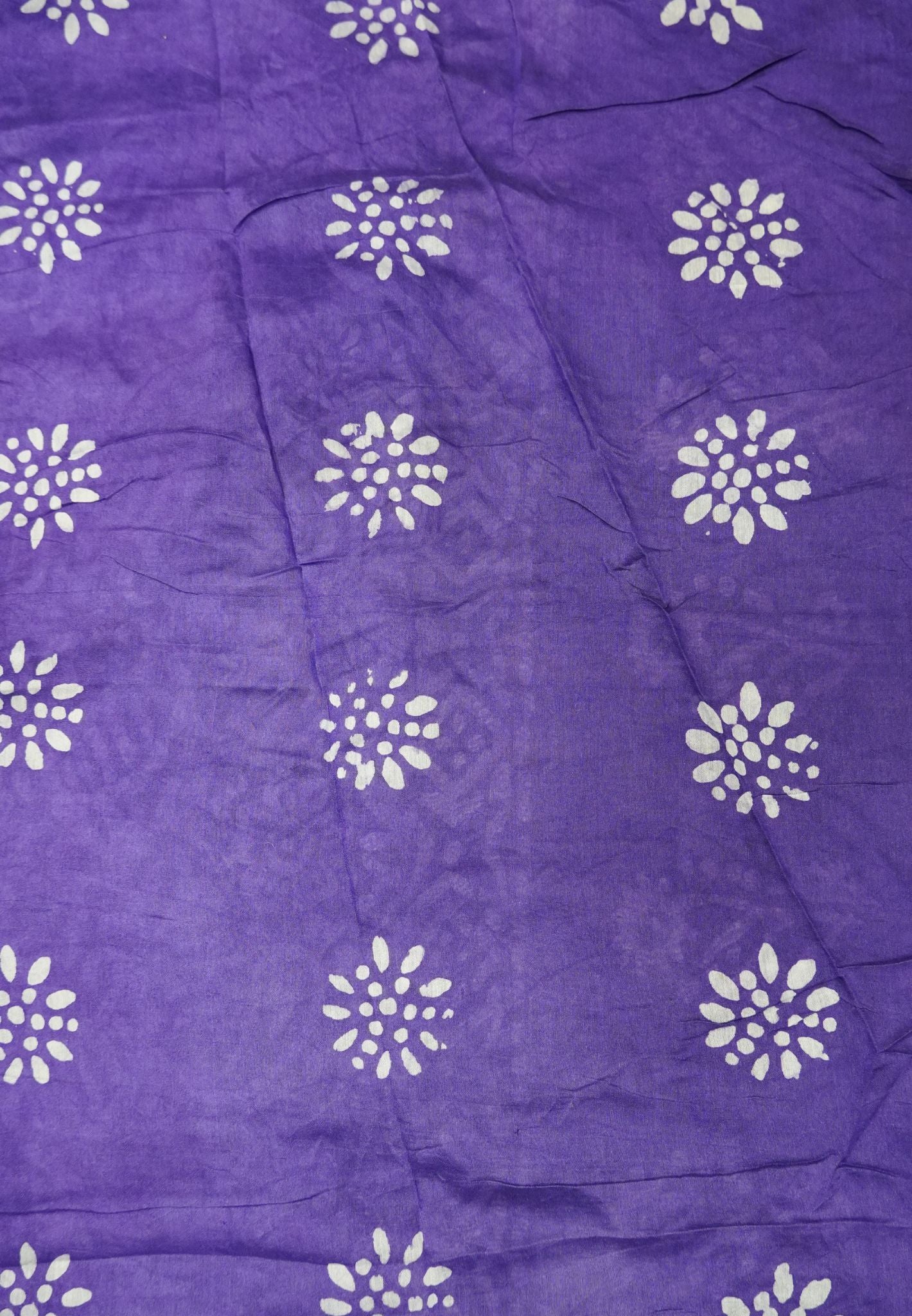 Cotton Saree-Violet with Batik Print