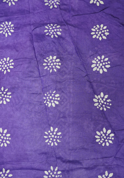 Batik Tussar Saree-Violet with Batik Print