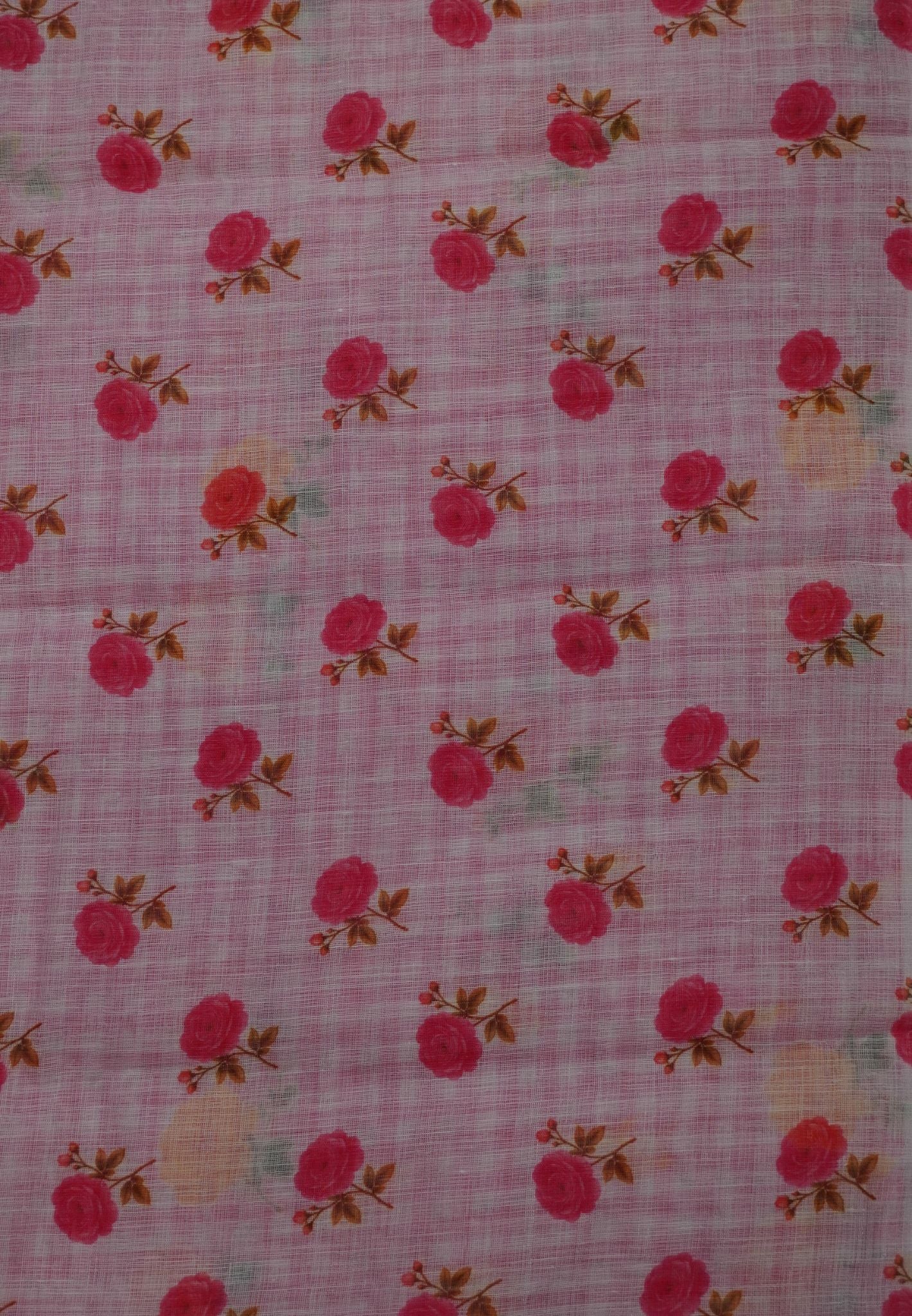 Linen Saree - Checks Pink
