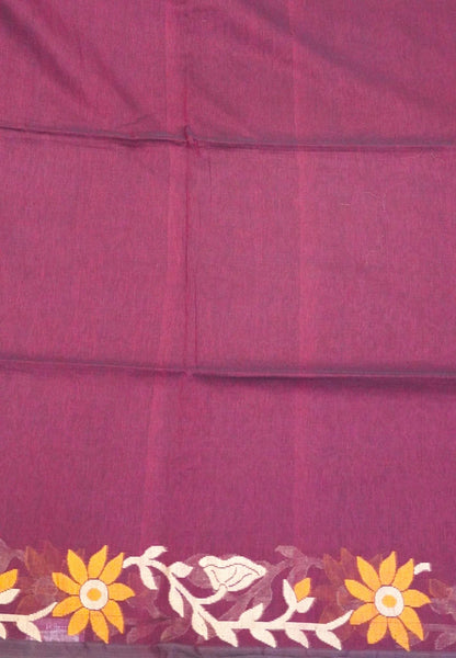 Handloom Cotton Saree-Maroon Jamdhani Border
