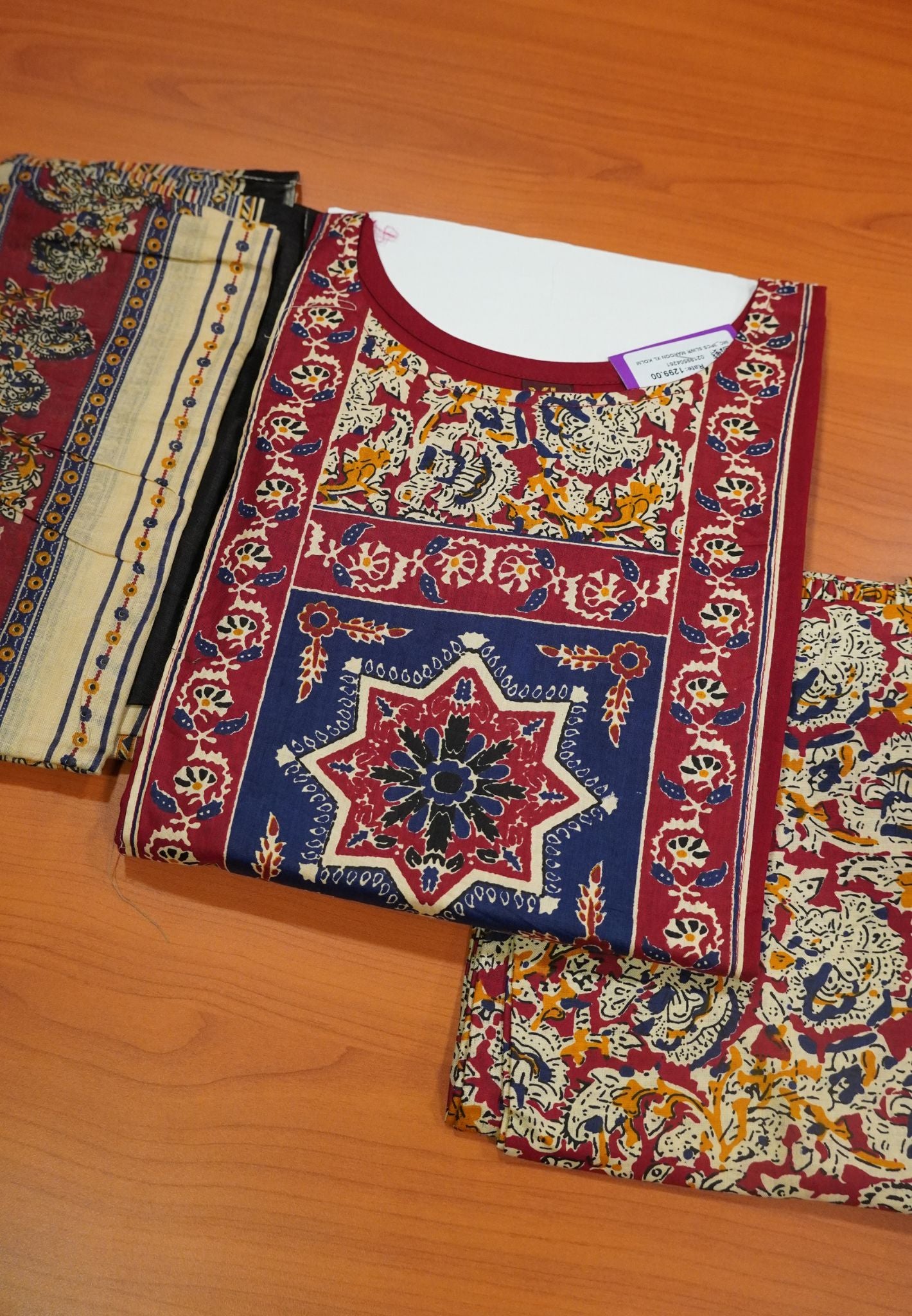 3 pcs Salwar Set -Kolam Yoke Pattern