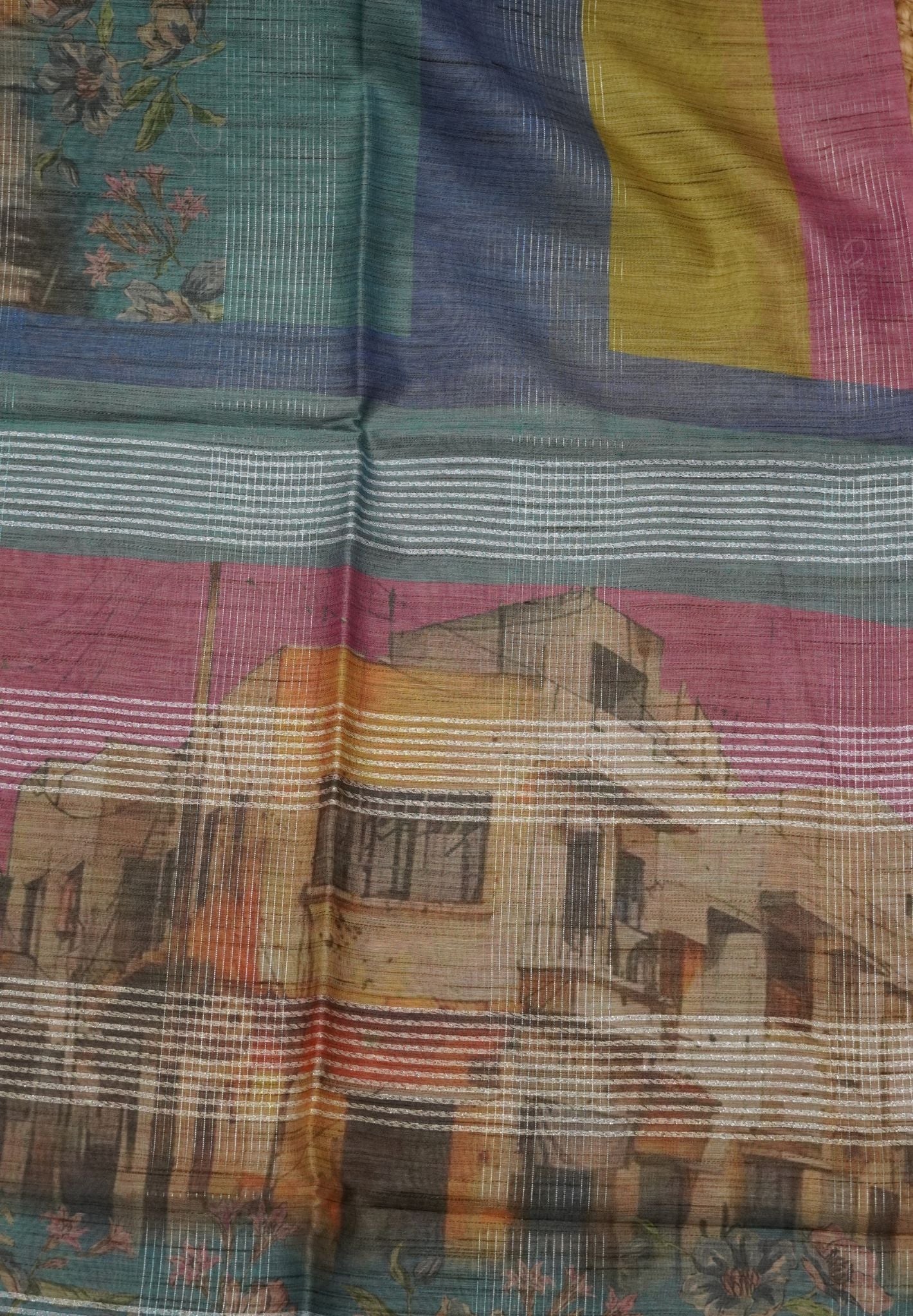 Semi Linen Saree - Multi Shade Purple
