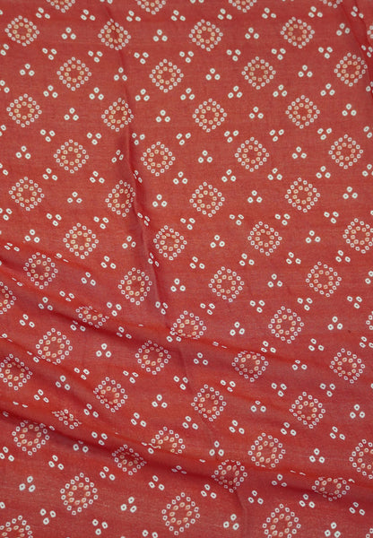 Chiffon Saree – Bandhani Inspired Print with Elegant Border - White & Red