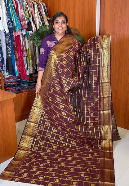 Budget Kanchipuram Silk Saree-Maroon