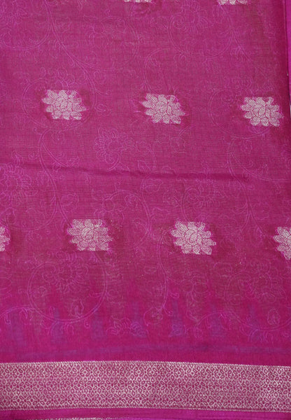 Dola Saree with Checks and Contrast Border- Green - Magenta