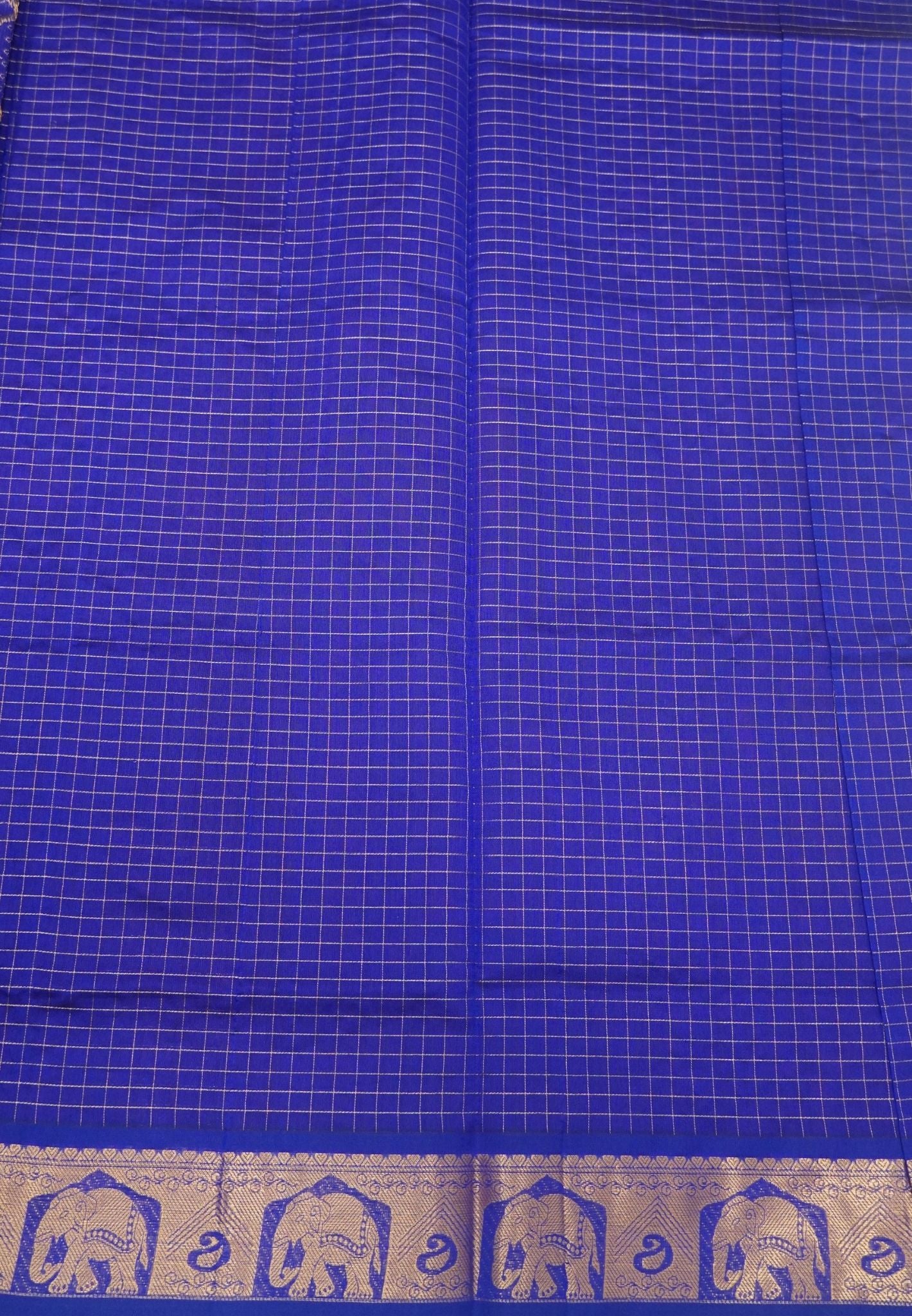 Pure Silk Cotton Saree-Red-Blue Zari Emboss With Contrast Border