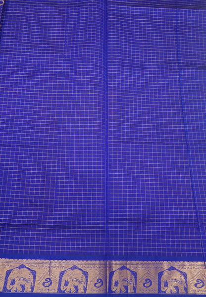 Pure Silk Cotton Saree-Red-Blue Zari Emboss With Contrast Border