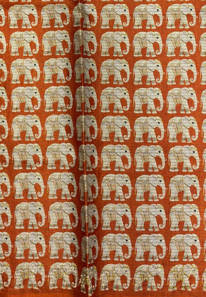 Tussar Saree-Blue In Elephant Motif Border