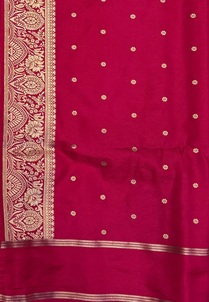 Gaji Silk Saree-Yellow in Butta Retpet Zari with Contrast Border